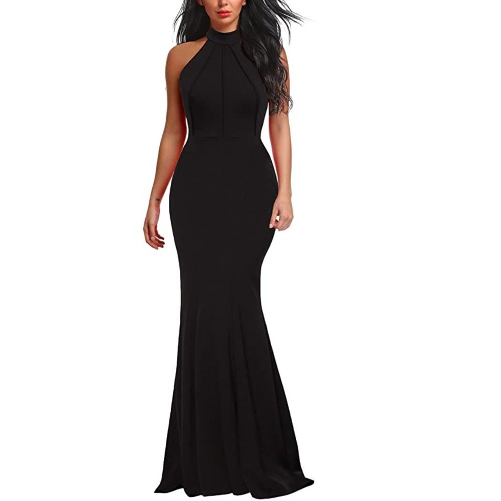 Sleeveless Halter Neck A-Line Casual Party Dress S